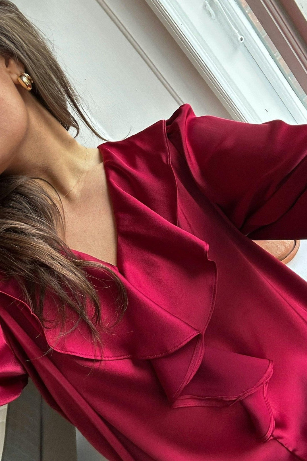 Sandie Sateen Blouse Wine | Skjorter og bluser | Smuk - Dameklær på nett