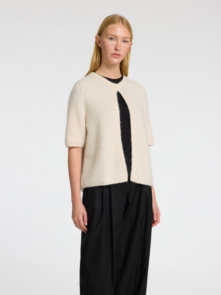 Sia Ras 2/4 Rib Knit Cardigan Birch Melange | Genser | Smuk - Dameklær på nett