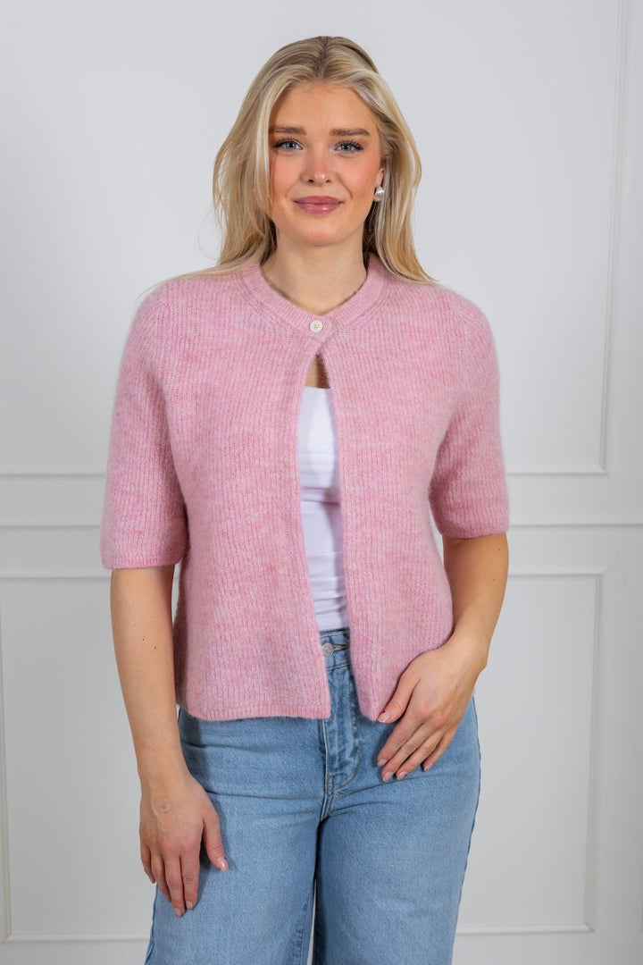 Sia Ras 2/4 Rib Knit Cardigan Bleached Mauve Melange | Genser | Smuk - Dameklær på nett