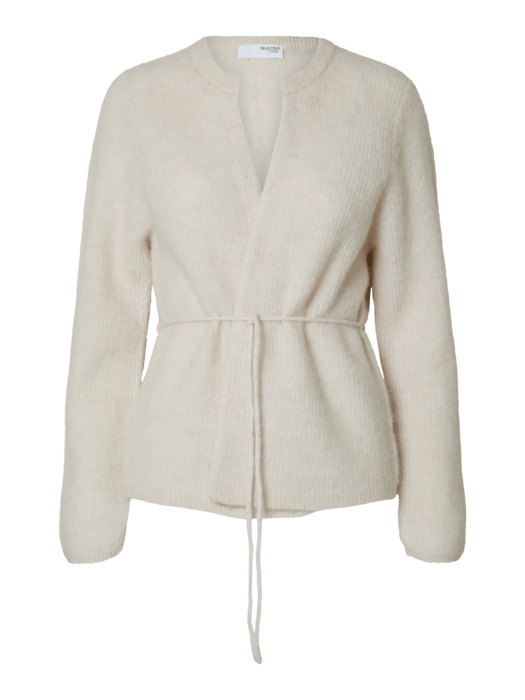 Sia Ras Ls Knit Belt Cardigan Birch Melange | Genser | Smuk - Dameklær på nett