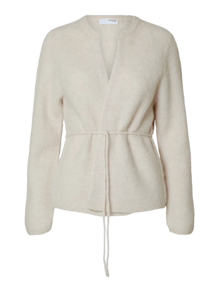 Sia Ras Ls Knit Belt Cardigan Birch Melange | Genser | Smuk - Dameklær på nett