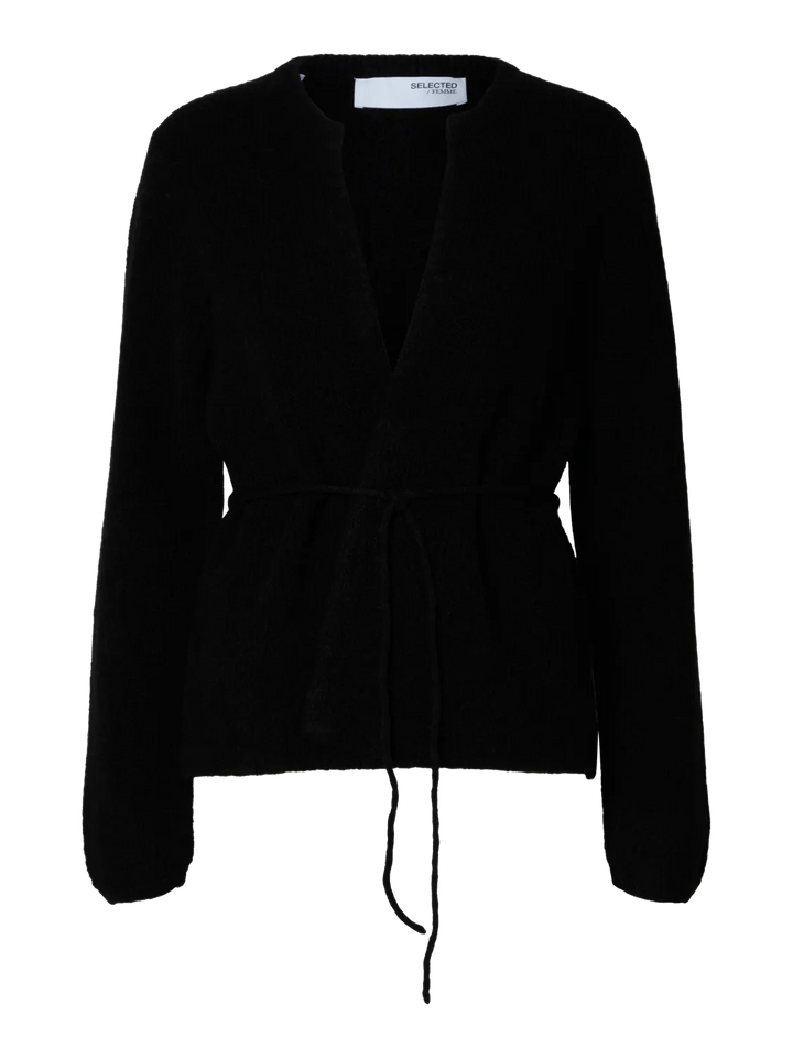 Sia Ras Ls Knit Belt Cardigan Black | Genser | Smuk - Dameklær på nett