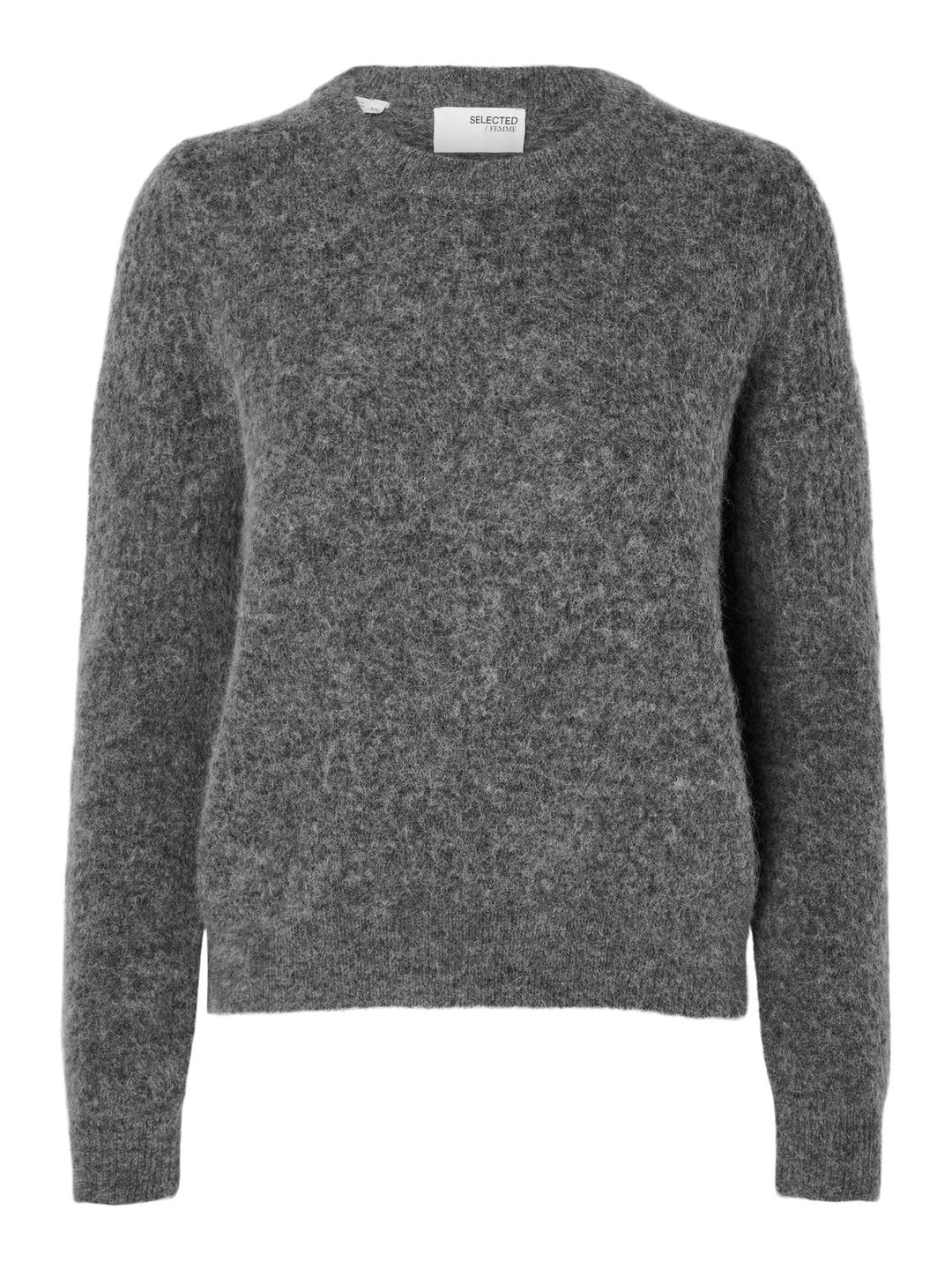 Sia Ras Ls Knit O - Neck Medium Grey Melange | Genser | Smuk - Dameklær på nett