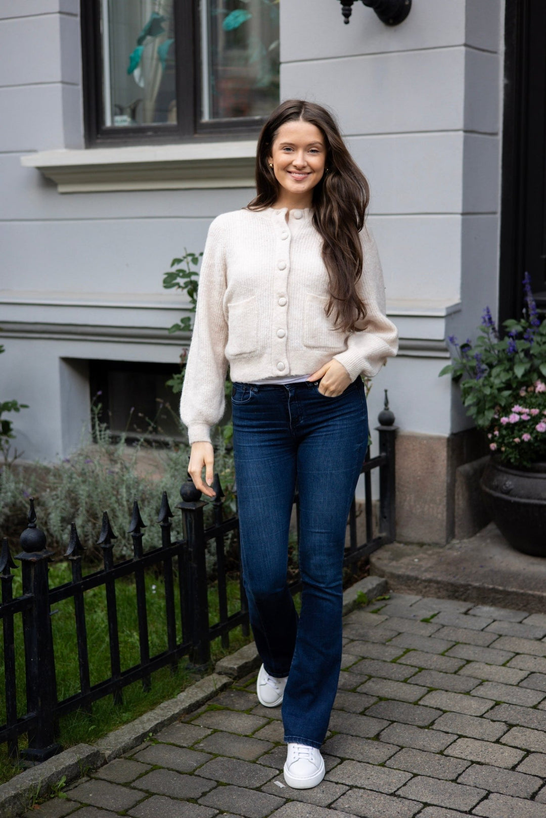 Sia Ras Ls Knit Pocket Cardigan Birch Melange | Genser | Smuk - Dameklær på nett