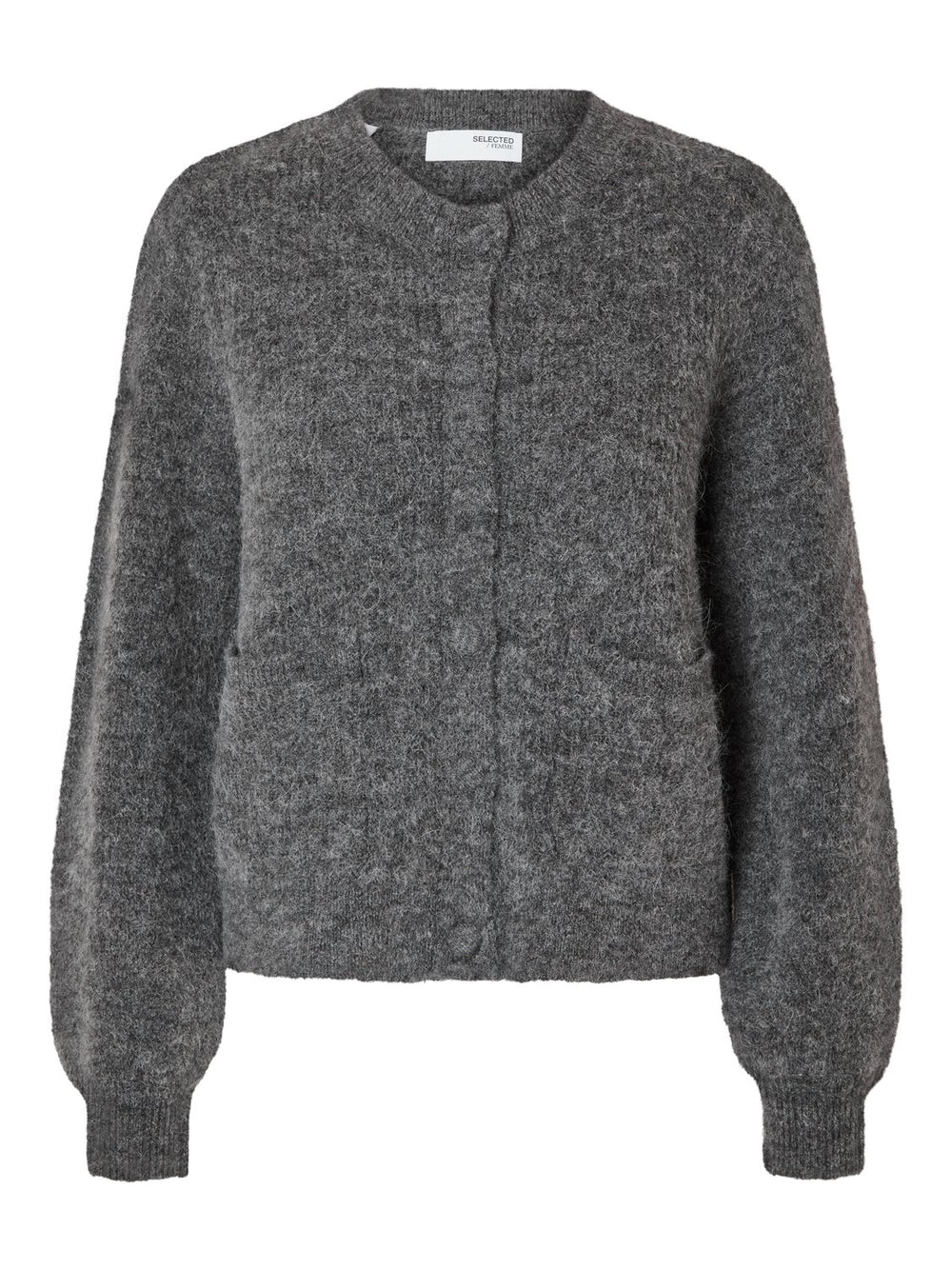 Sia Ras Ls Knit Pocket Cardigan Medium Grey Melange | Genser | Smuk - Dameklær på nett