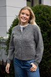 Sia Ras Ls Knit Pocket Cardigan Medium Grey Melange