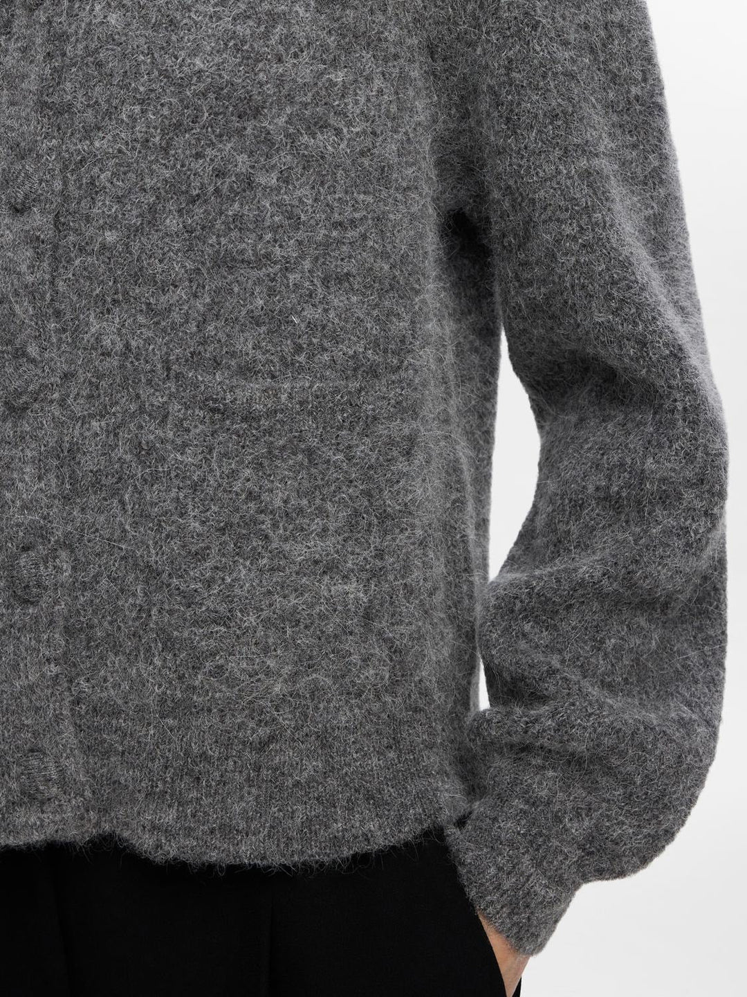 Sia Ras Ls Knit Pocket Cardigan Medium Grey Melange | Genser | Smuk - Dameklær på nett