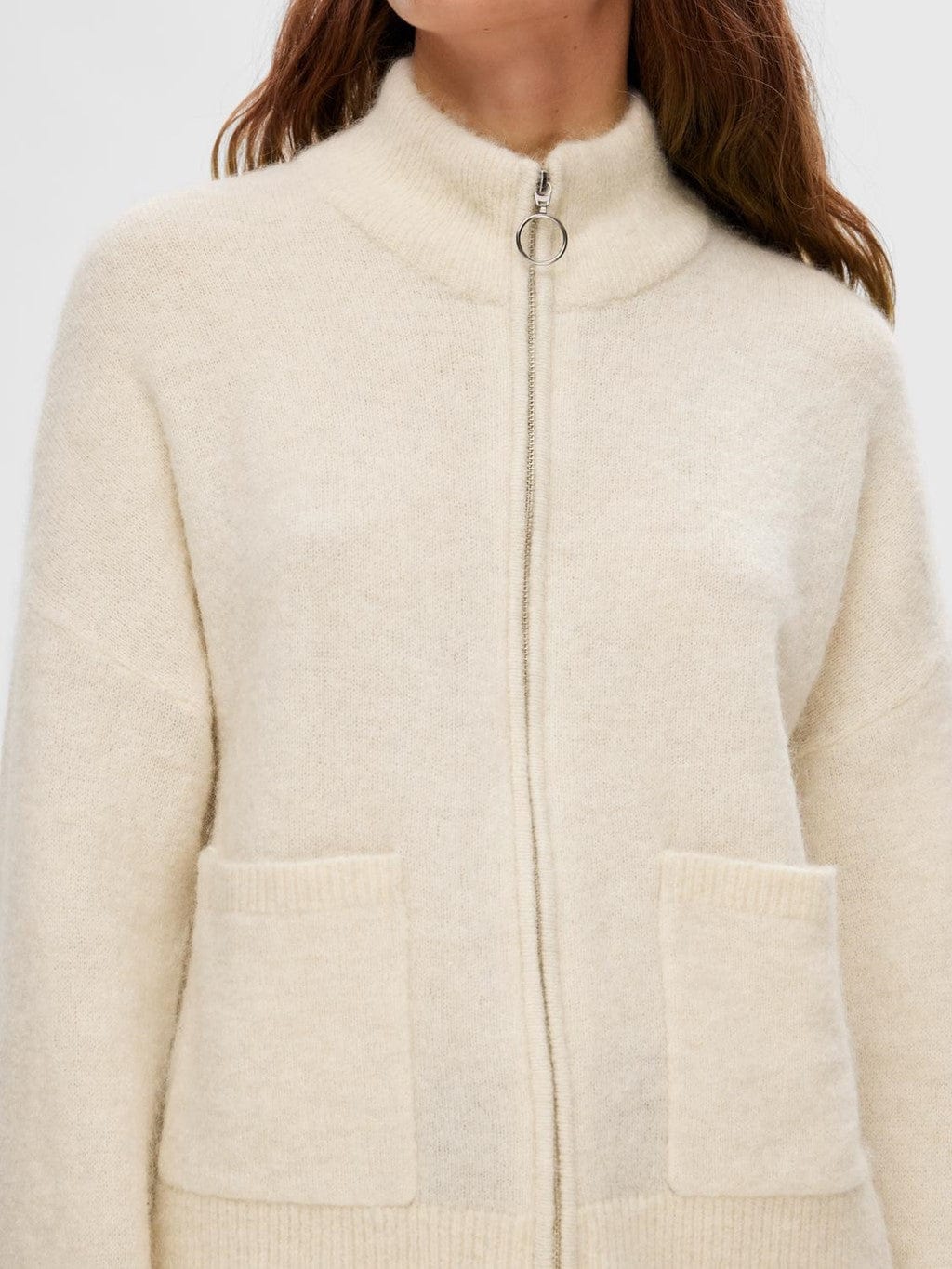 Sia Ras Ls Knit Zipper Cardigan Birch | Genser | Smuk - Dameklær på nett