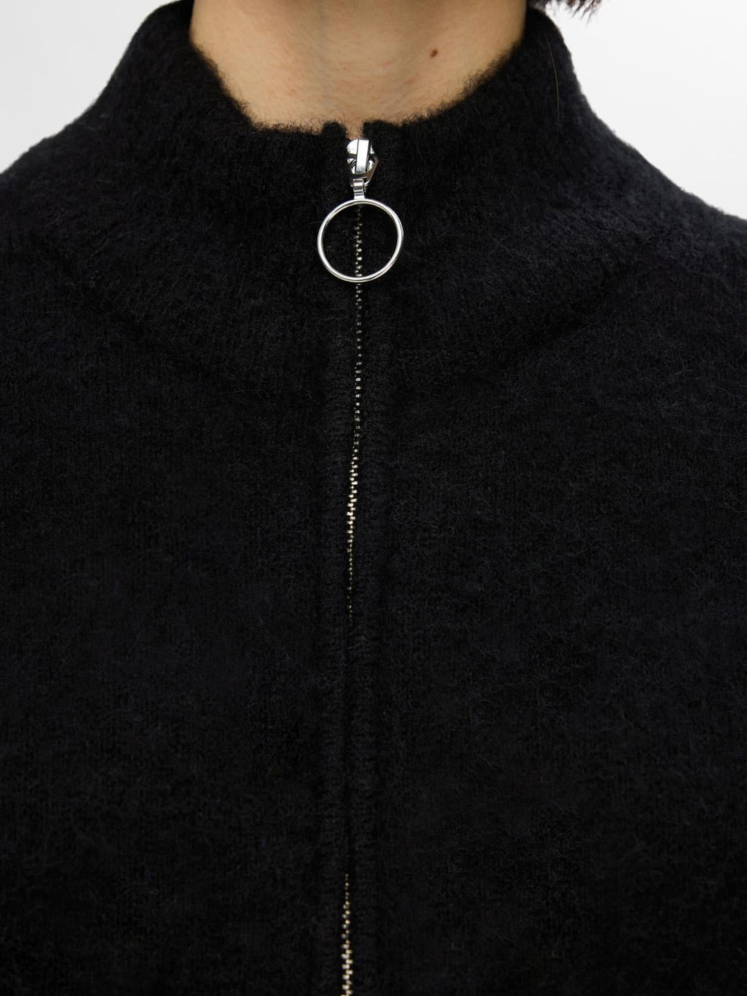 Sia Ras Ls Knit Zipper Cardigan Black | Genser | Smuk - Dameklær på nett