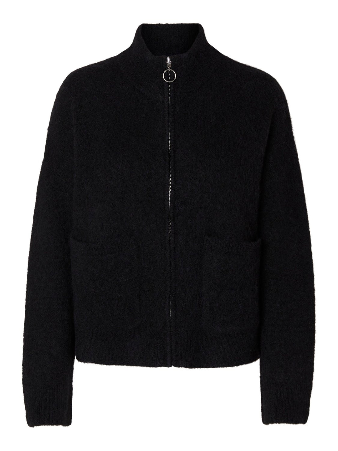 Sia Ras Ls Knit Zipper Cardigan Black | Genser | Smuk - Dameklær på nett