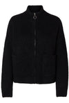 Sia Ras Ls Knit Zipper Cardigan Black