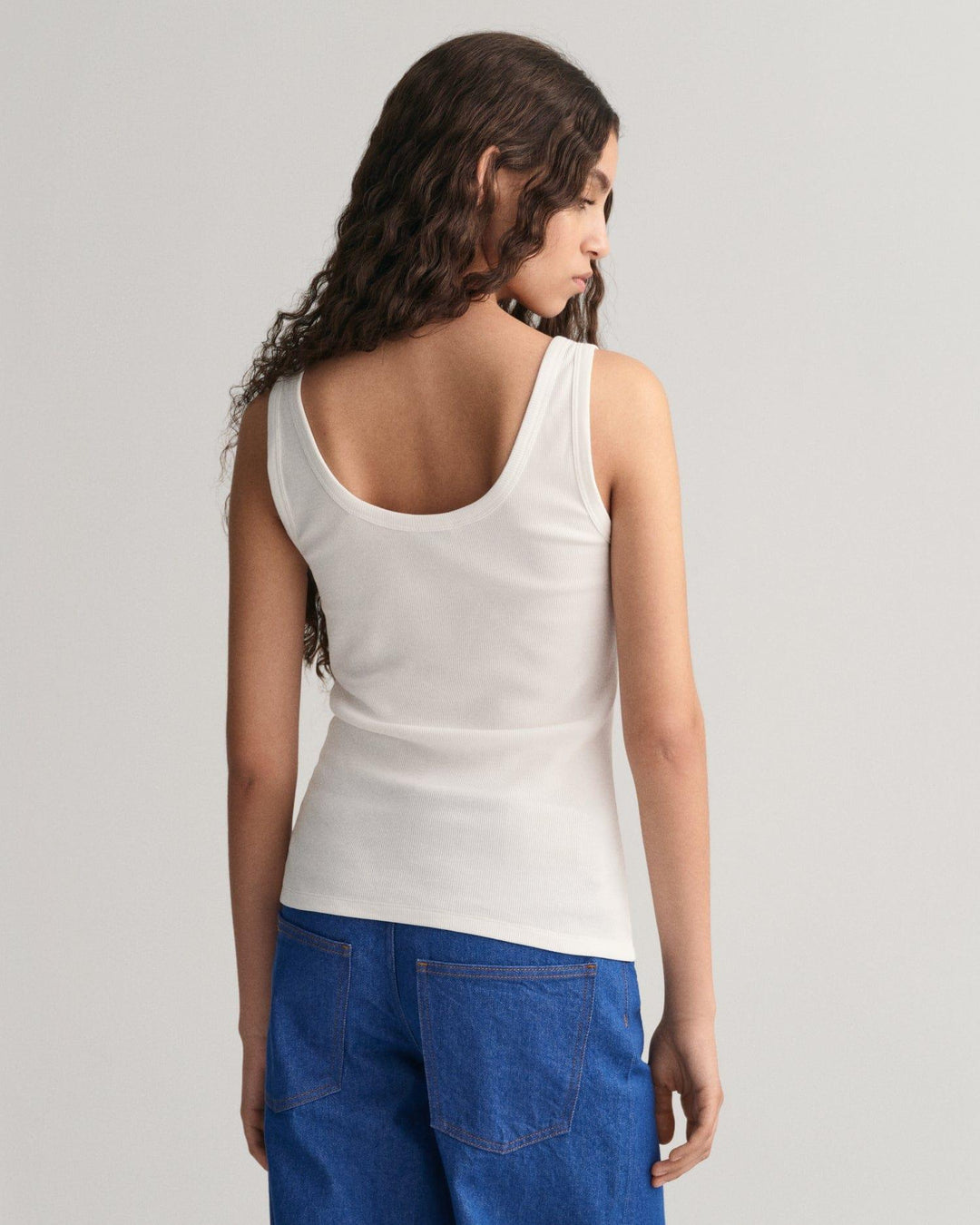 Slim Fit Ribbed Tank Top White | Topper | Smuk - Dameklær på nett