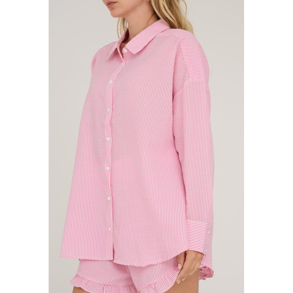 Sonja Shirt Hot Pink/White | Skjorter og bluser | Smuk - Dameklær på nett