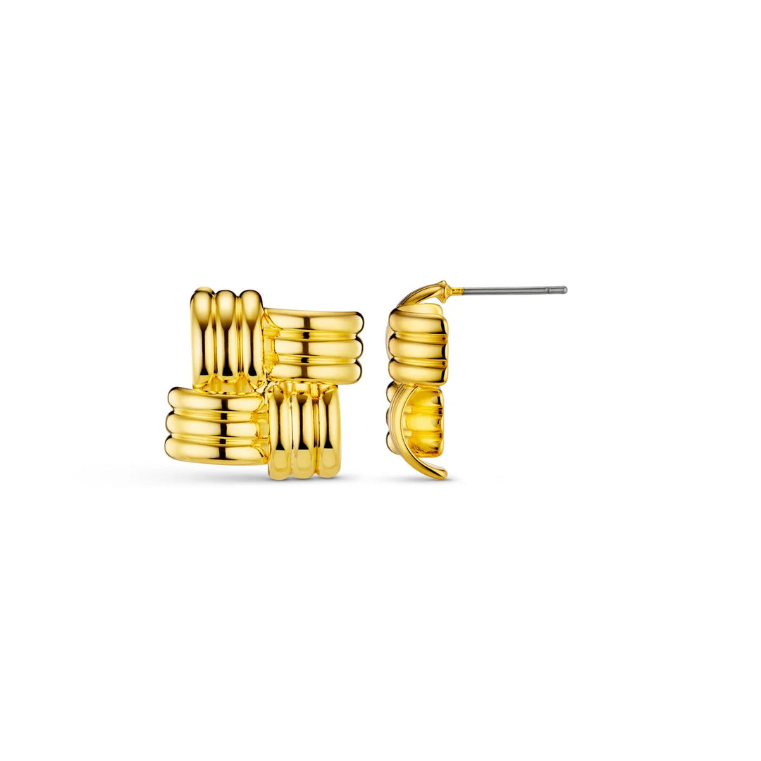 Statement Woven Square Stud Earrings Pale Gold | Accessories | Smuk - Dameklær på nett