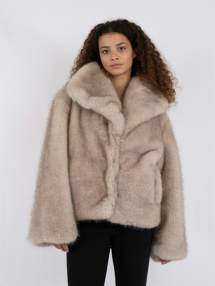 Stephanie Faux Fur Jacket Beige | Yttertøy | Smuk - Dameklær på nett