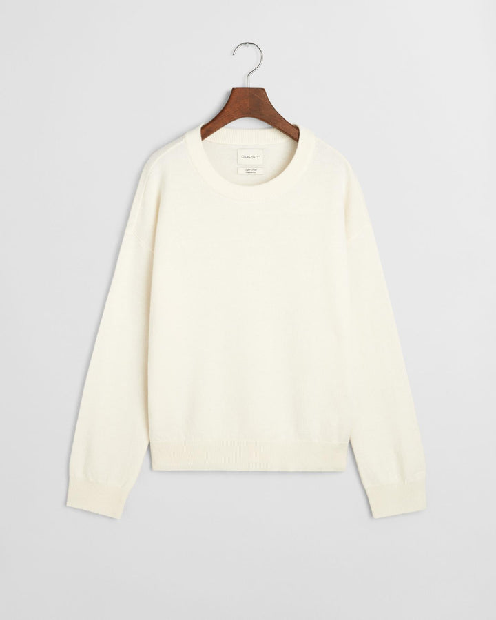 Superfine Lambswool Crew Neck Sweater Cream | Genser | Smuk - Dameklær på nett