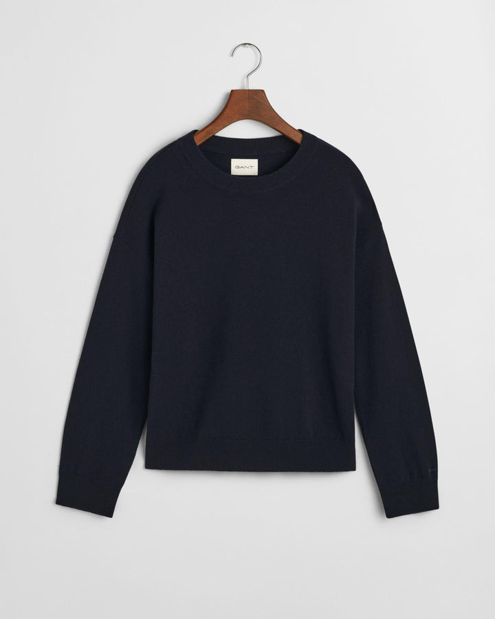 Superfine Lambswool Crew Neck Sweater Evening Blue | Genser | Smuk - Dameklær på nett