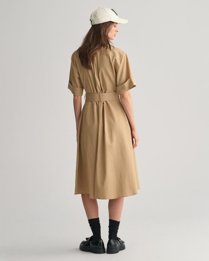 Utility Short Sleeve Shirt Dress Dark Khaki | Kjoler | Smuk - Dameklær på nett