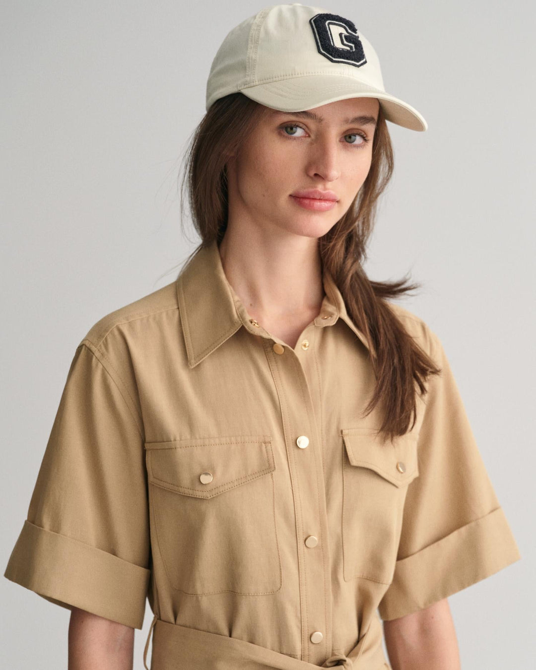 Utility Short Sleeve Shirt Dress Dark Khaki | Kjoler | Smuk - Dameklær på nett