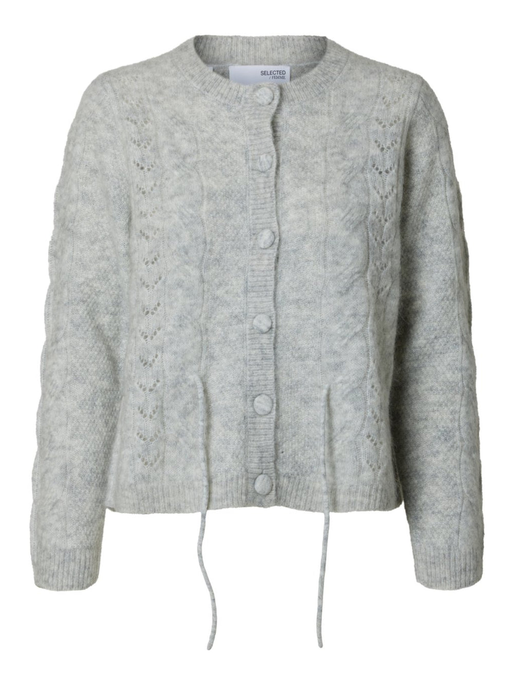 Vera Ls Knit Belt Cardigan Light Grey Melange | Genser | Smuk - Dameklær på nett