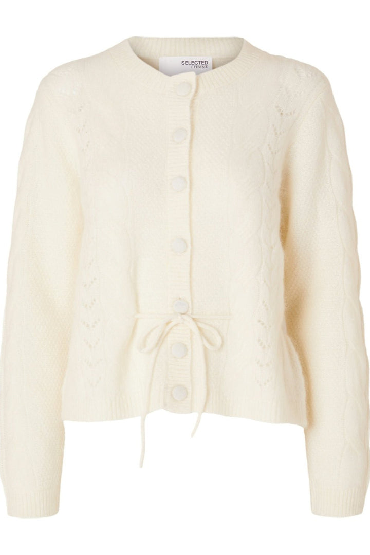 Vera Ls Knit Belt Cardigan Snow White | Genser | Smuk - Dameklær på nett