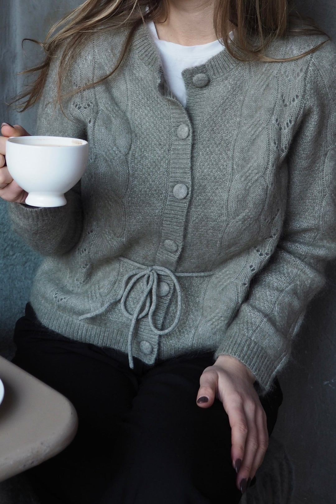 Vera Ls Knit Belt Cardigan Vetiver | Genser | Smuk - Dameklær på nett