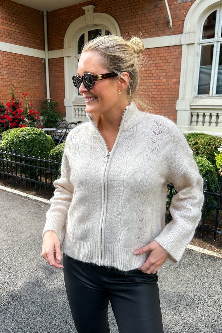 Vera Ls Knit Zip Cardigan Birch | Genser | Smuk - Dameklær på nett