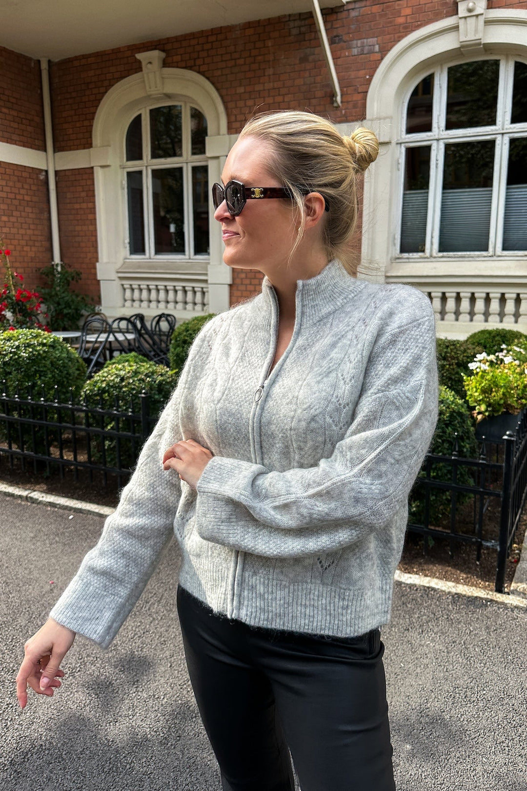 Vera Ls Knit Zip Cardigan Light Grey Melange | Genser | Smuk - Dameklær på nett