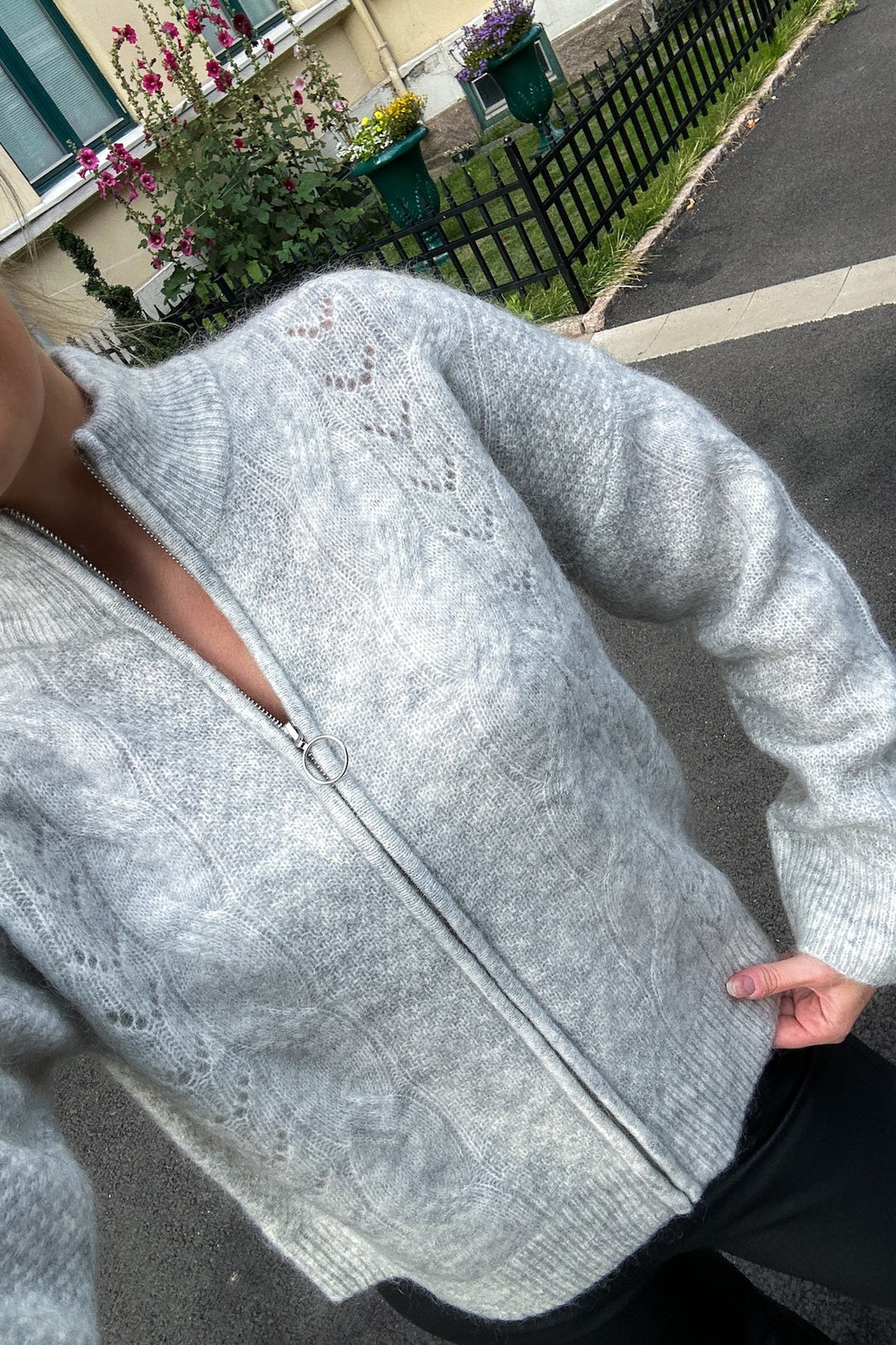 Vera Ls Knit Zip Cardigan Light Grey Melange | Genser | Smuk - Dameklær på nett