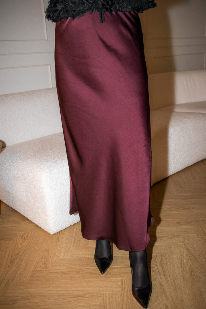 Vicky Heavy Sateen Skirt Burgundy | Skjørt | Smuk - Dameklær på nett