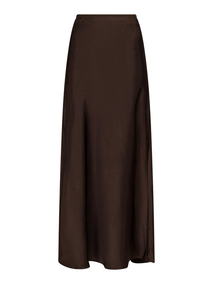 Vicky Heavy Sateen Skirt Dark Brown | Skjørt | Smuk - Dameklær på nett