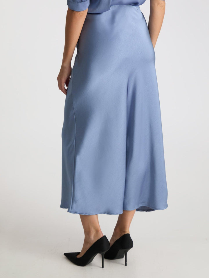 Vicky Heavy Sateen Skirt Smoke Blue | Skjørt | Smuk - Dameklær på nett