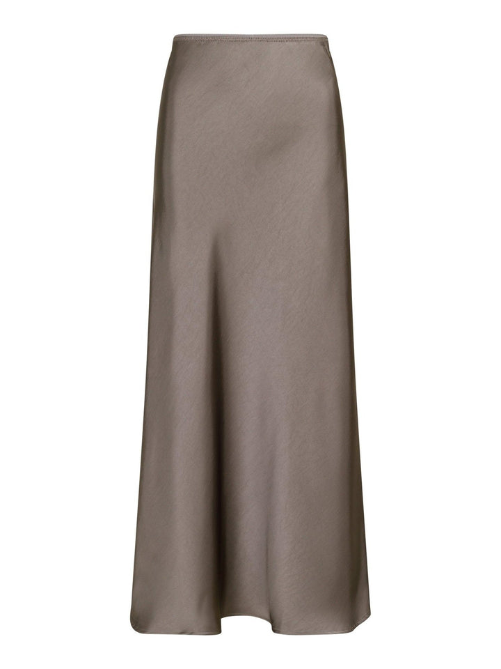 Vicky Heavy Sateen Skirt Warm Grey | Skjørt | Smuk - Dameklær på nett