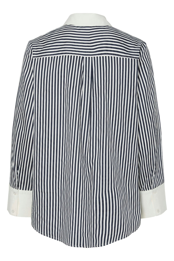 Yasanne Ls Striped Shirt Navy Blazer Star White | Skjorter og bluser | Smuk - Dameklær på nett