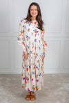 Yasasina Ls Long Shirt Dress Whitecap Gray Botanica Print