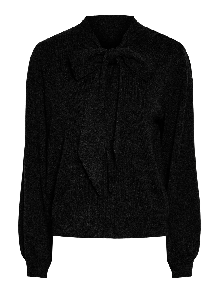 Yasassi Ls Bow Knit Pullover Black | Genser | Smuk - Dameklær på nett