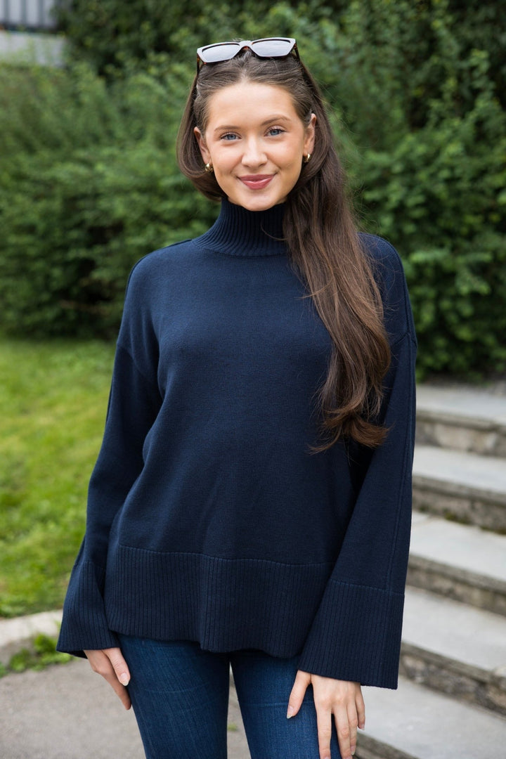 Yasbabette Ls Knit Pullover Navy Blazer | Genser | Smuk - Dameklær på nett