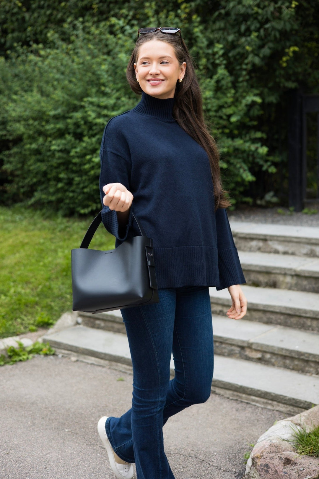 Yasbabette Ls Knit Pullover Navy Blazer | Genser | Smuk - Dameklær på nett