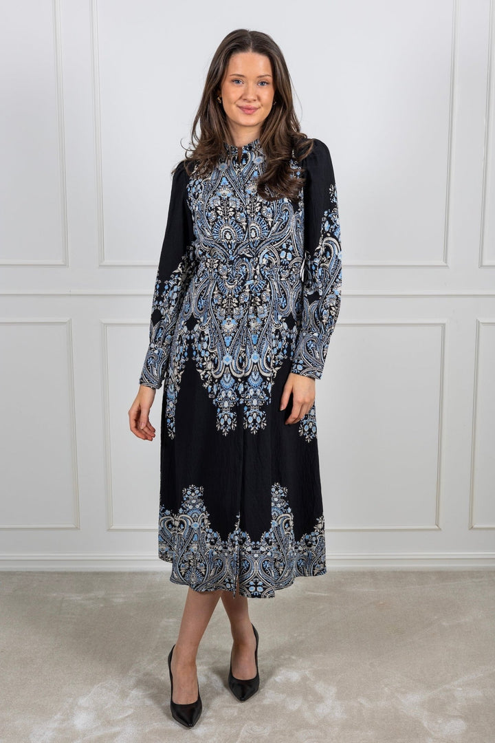 Yasbirma Ls Long Shirt Dress Black Birma Print | Kjoler | Smuk - Dameklær på nett