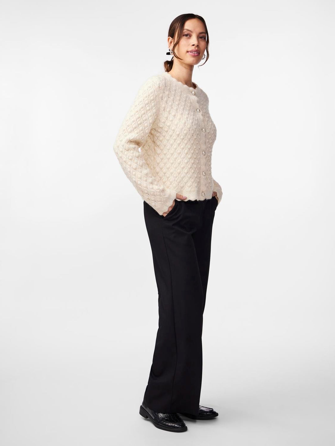 Yasbubble Ls Knit Cardigan S. Noos Birch | Genser | Smuk - Dameklær på nett