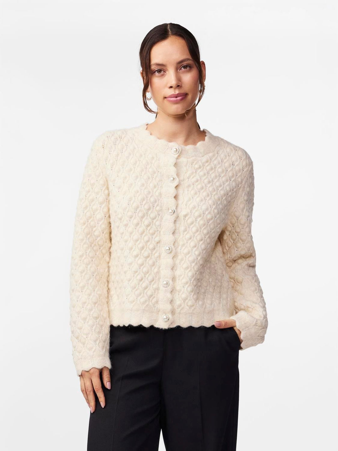 Yasbubble Ls Knit Cardigan S. Noos Birch | Genser | Smuk - Dameklær på nett