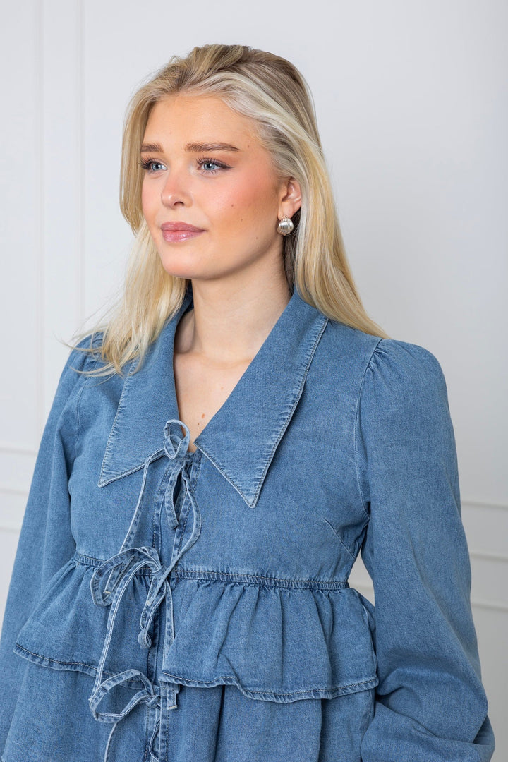 Yascelinde Ls Top Light Blue Denim | Topper | Smuk - Dameklær på nett