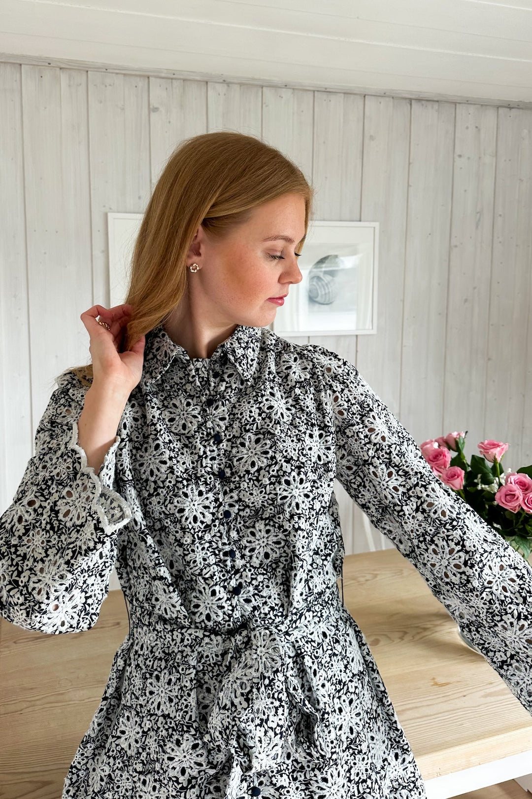 Yascorinna 7/8 Shirt Dress Navy Blazer Corinna Print | Kjoler | Smuk - Dameklær på nett