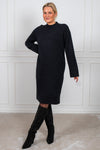 Yasemilie Ls Funnel Knit Dress Black