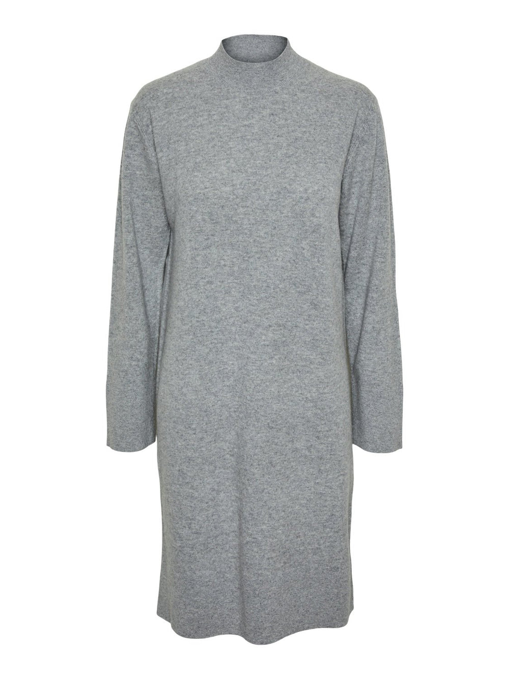 Yasemilie Ls Funnel Knit Dress Light Grey Melange | Kjoler | Smuk - Dameklær på nett