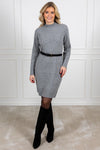 Yasemilie Ls Funnel Knit Dress Light Grey Melange