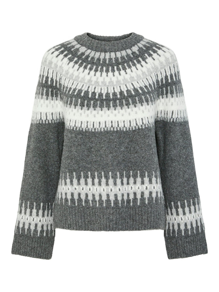 Yasfairy Ls Knit Pullover Medium Grey Melange | Genser | Smuk - Dameklær på nett