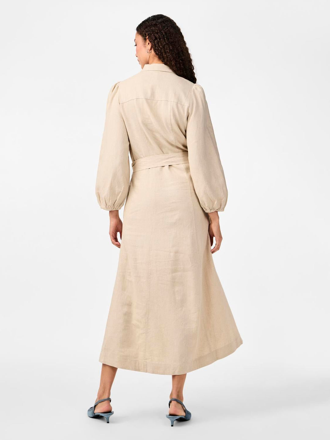 Yasflaxy 3/4 Linen Shirt Dress Birch | Kjoler | Smuk - Dameklær på nett