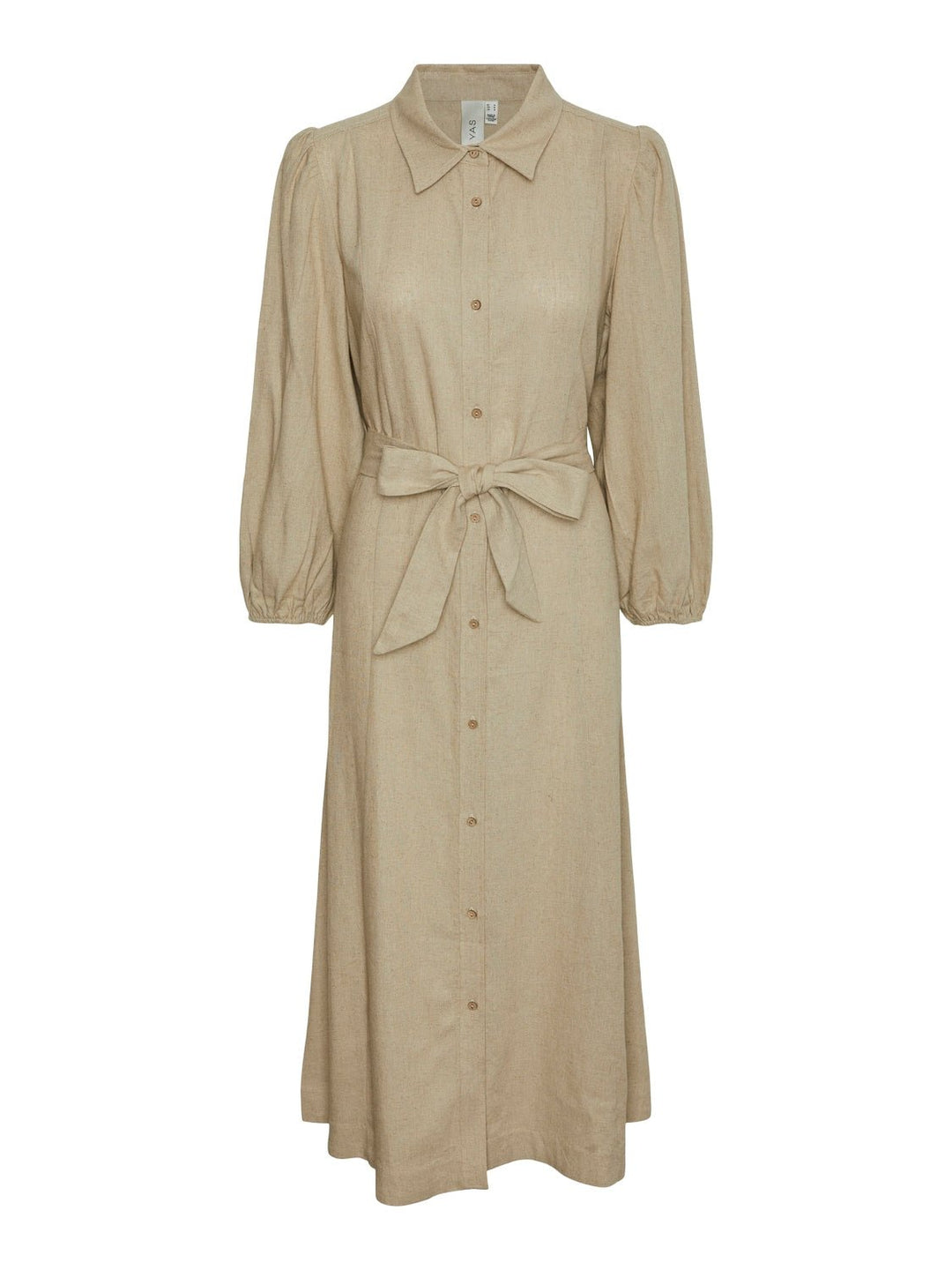 Yasflaxy 3/4 Linen Shirt Dress Birch | Kjoler | Smuk - Dameklær på nett