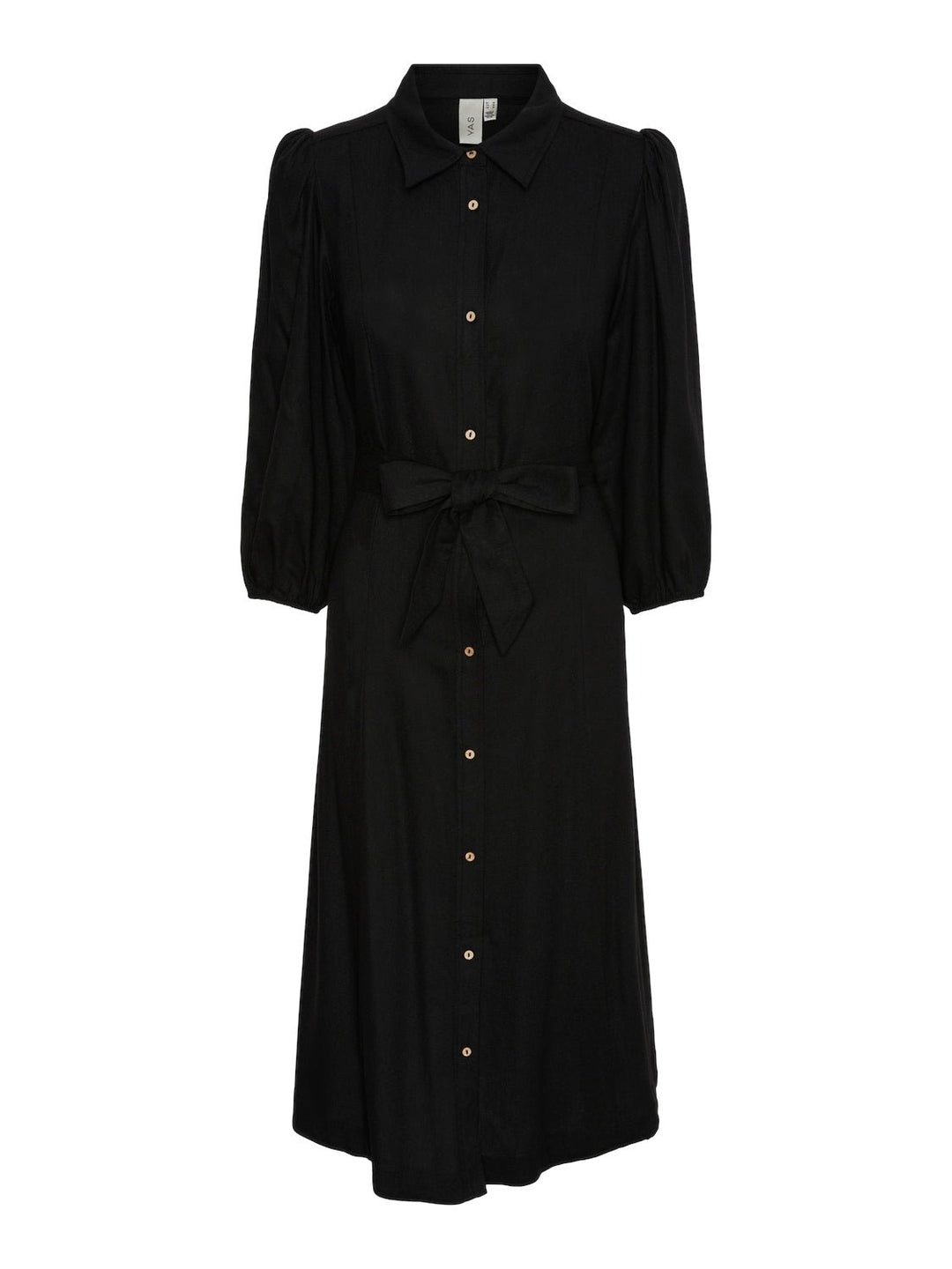 Yasflaxy 3/4 Linen Shirt Dress Black | Kjoler | Smuk - Dameklær på nett